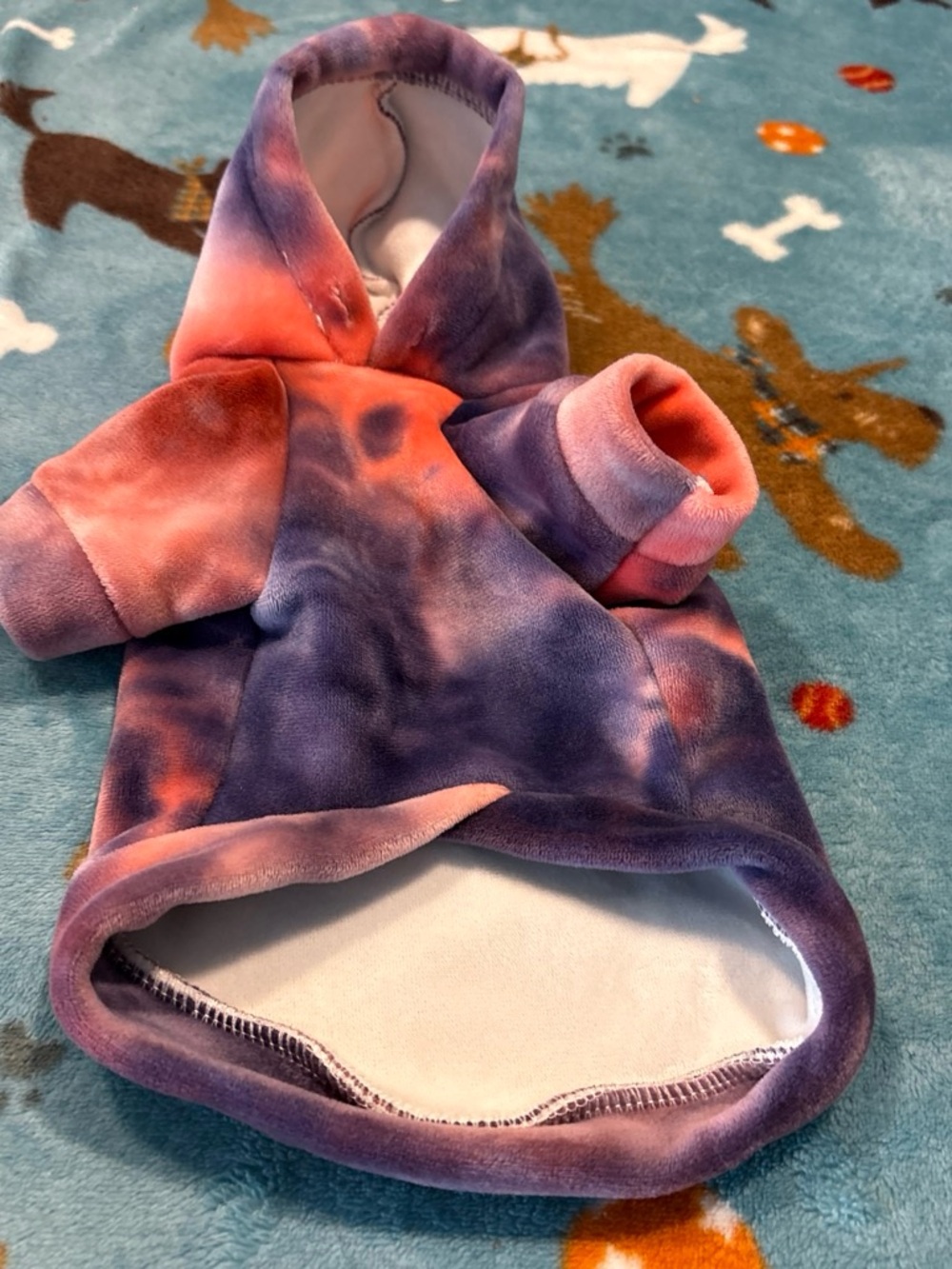 Kids Tie-Dye Hooded One-Piece in Purple & Coral small